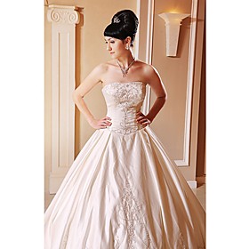 Ball Gown Sweetheart Royal Length Train Satin Designer Wedding Dress / Ball Gown Wedding Dress (WSM0348)