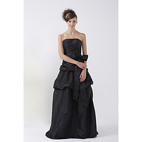 B-Tru-4117-Black Strapless Taffeta Rosette Cocktail Dress