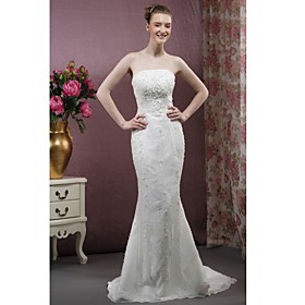 Trumpet / Mermaid Strapless  Court Train Chiffon Designer Wedding DressesTrumpet/Mermaid Wedding Dresses (WSW0321)