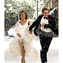 Jennifer Aniston Marley and Me Ball Gown Scoop Asymetrical Satin Organza Celebrity Wedding Dress (WSM0365)